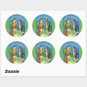 IRISH HOUND DOGS, ST. PATRICK'S DAY GREEN BEER CLASSIC ROUND STICKER