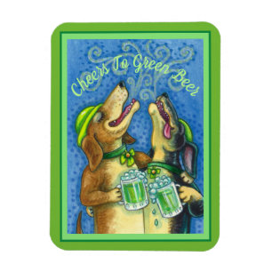 IRISH HOUND DOGS, ST. PATRICK'S DAY GREEN BEER MAGNET