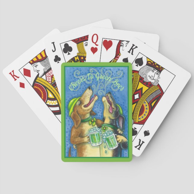 IRISH HOUND DOGS, ST. PATRICK'S DAY GREEN BEER PLAYING CARDS (Back)