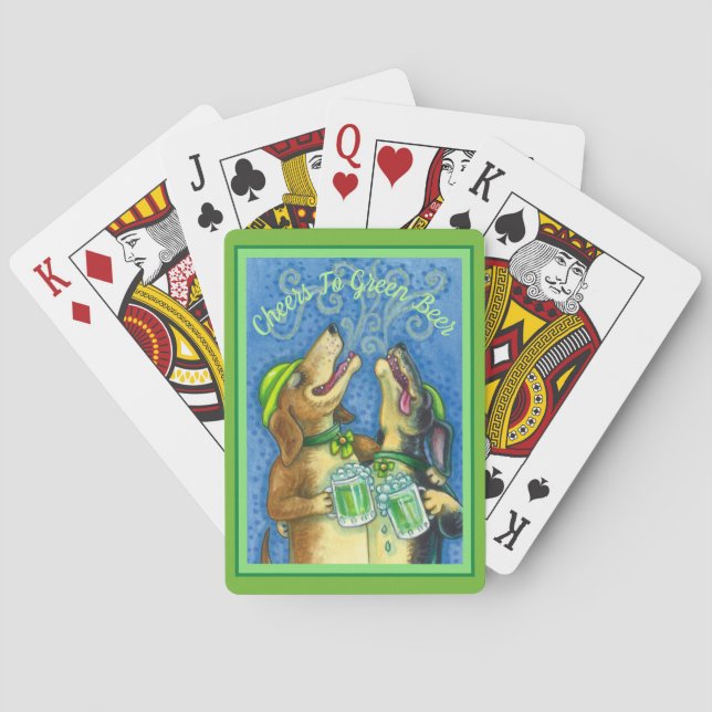 IRISH HOUND DOGS, ST. PATRICK'S DAY GREEN BEER PLAYING CARDS (Back)