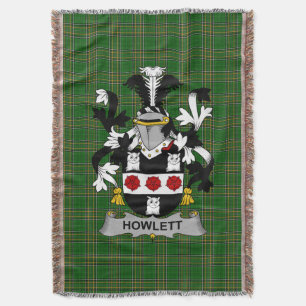 Irish Howlett or Hewlett Coat of Arms Family Cres Throw Blanket