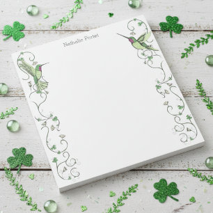Irish Hummingbird Clover Vine Notepad