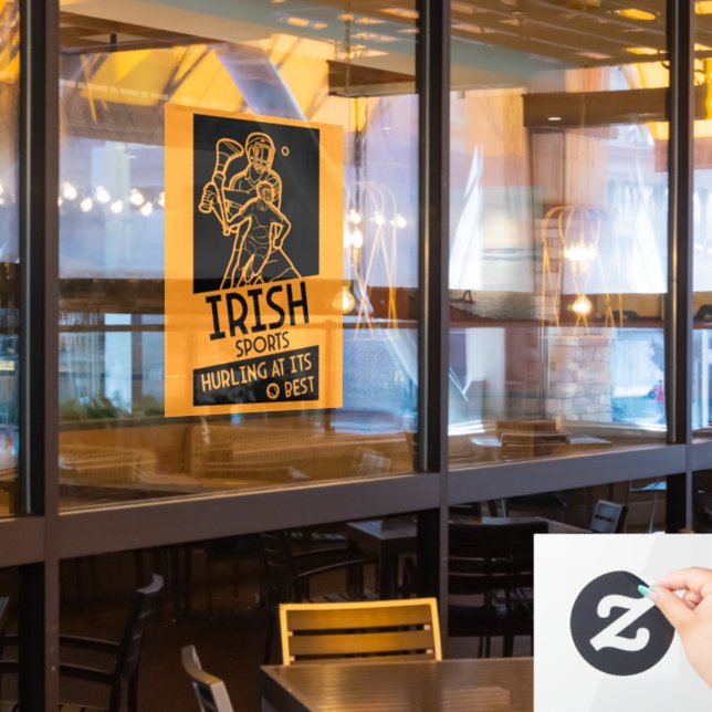 Irish Hurling Sport Window Cling (Restaurant Window)