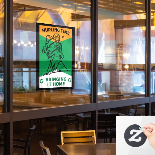 Irish Hurling Sport Window Cling (Restaurant Window)