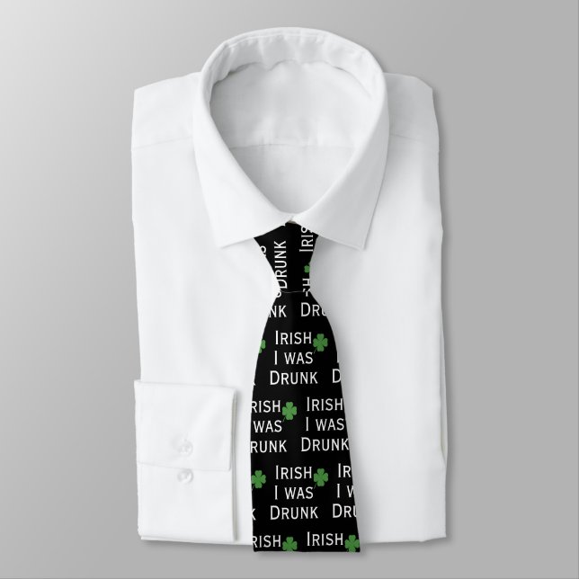 Irish I Was Drunk St. Patrick's Day Black Tie (Tied)