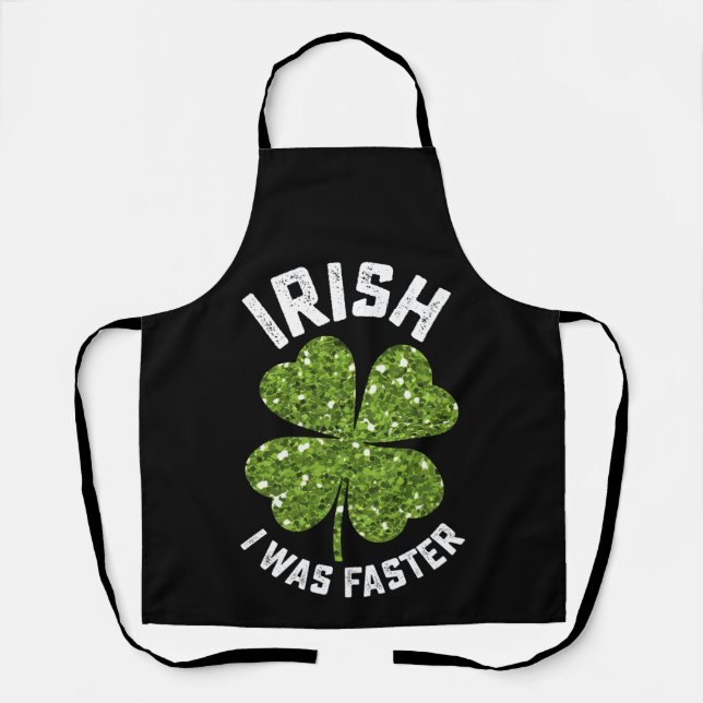Irish I Was Faster Running Run St Patrick's Day Apron (Front)