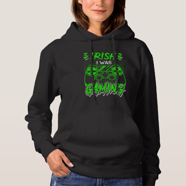 Irish I Was Gaming Funny St Patricks Day Gamer Boy Hoodie (Front)
