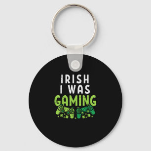Irish I Was Gaming Funny St Patricks Day Gamer Boy Key Ring