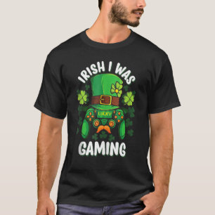 Irish I Was Gaming Funny St Patricks Day Gamer Boy T-Shirt