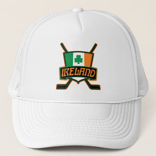 Irish Ice Hockey Flag Logo Trucker Hat (Front)