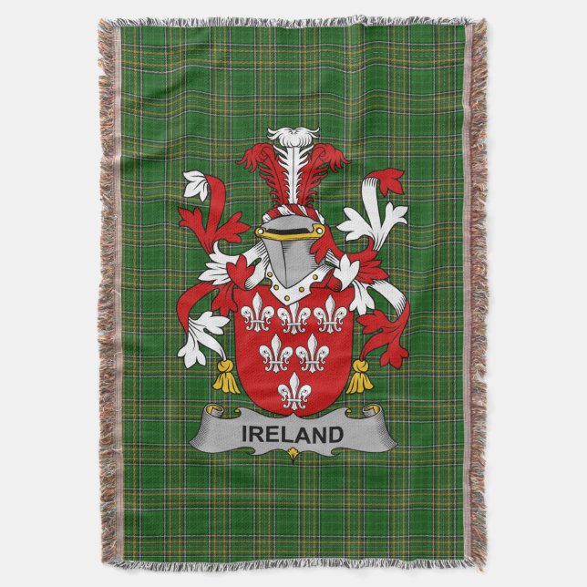  Irish Ireland Coat of Arms Family Crest Ireland Throw Blanket (Front Vertical)