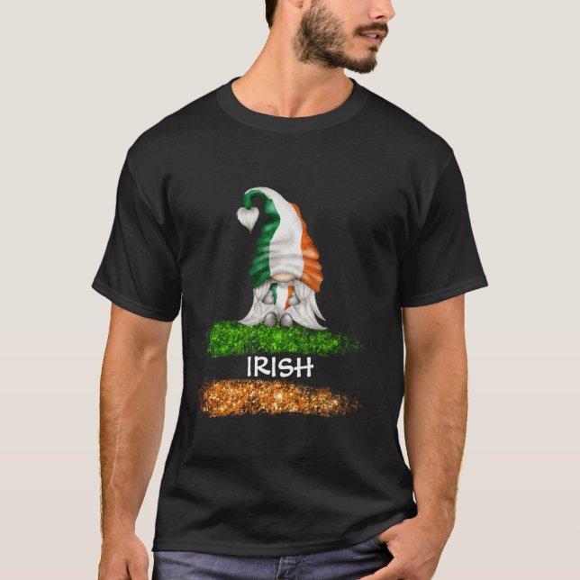 *~* IRISH IRELAND GNOME Flag Abstract T-Shirt (Front)