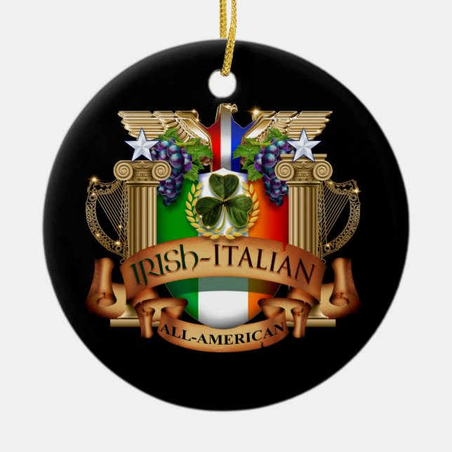 Irish Italian all American Ceramic Tree Decoration (Front)
