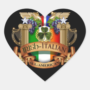 Irish Italian all American Heart Sticker