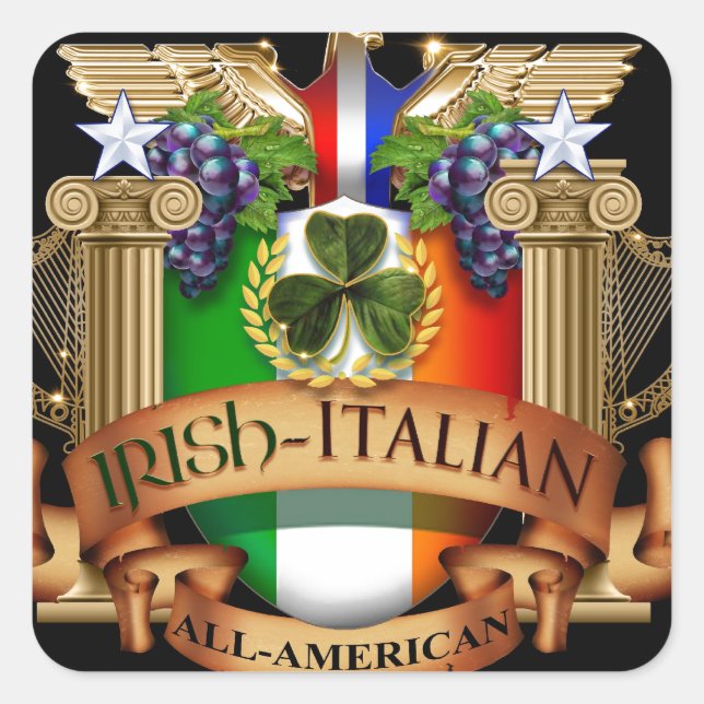 Irish Italian all American Square Sticker (Front)