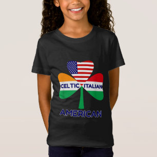 Irish Italian American Flag And Celtic Shamrock Pr T-Shirt