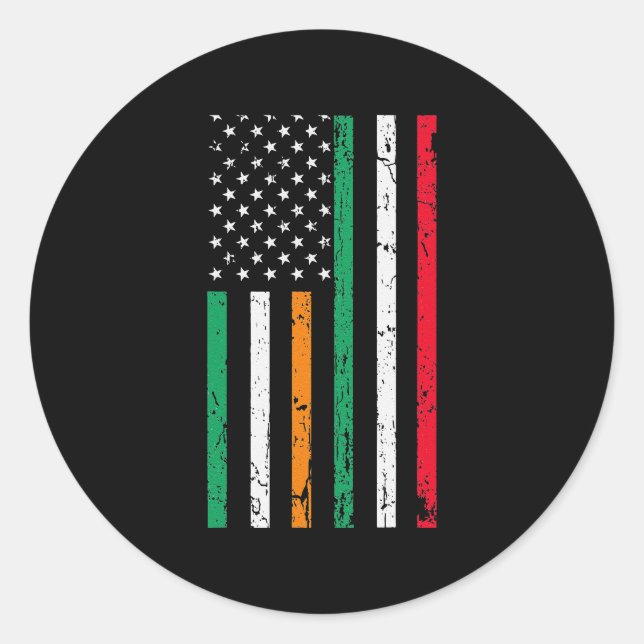Irish Italian American Flag Ireland Italy Pride Classic Round Sticker (Front)