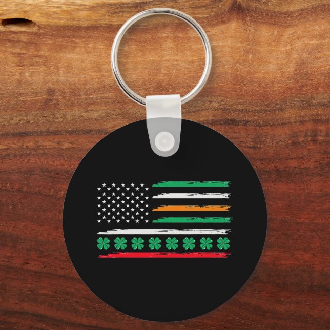 Irish Italian American Flag Ireland Italy Pride Key Ring (Front)
