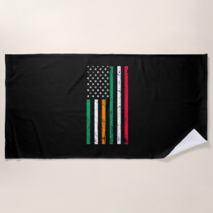Irish Italian American Flag Ireland Italy ST PATRI Beach Towel