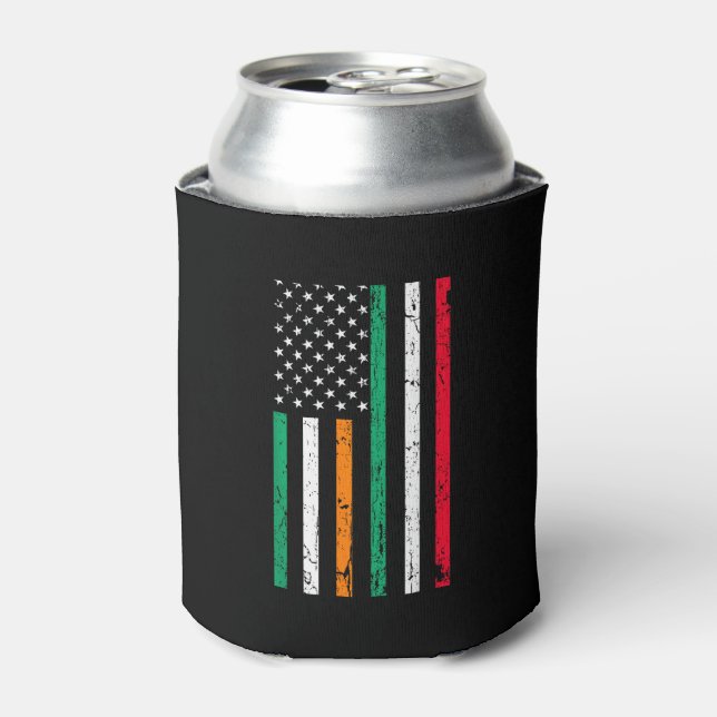 Irish Italian American Flag Ireland Italy ST PATRI Can Cooler (Can Front)