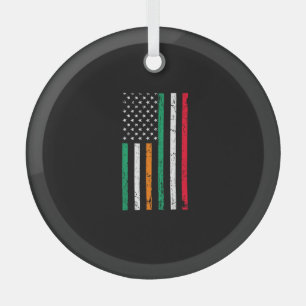 Irish Italian American Flag Ireland Italy ST PATRI Glass Tree Decoration
