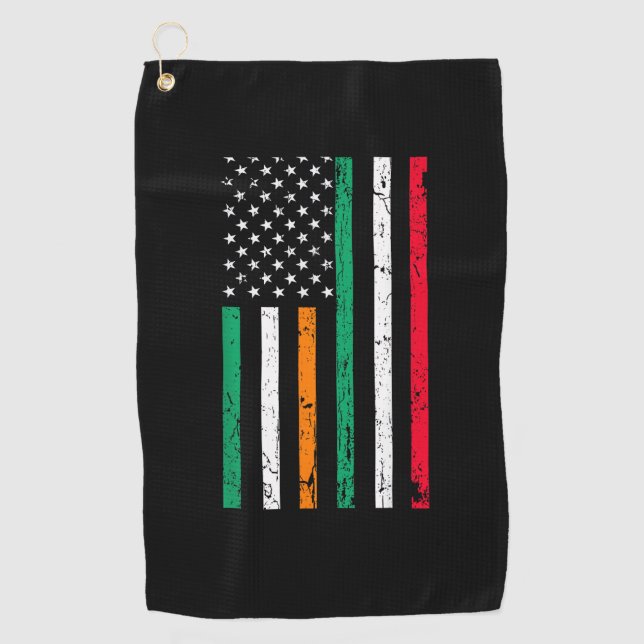 Irish Italian American Flag Ireland Italy ST PATRI Golf Towel (Front)