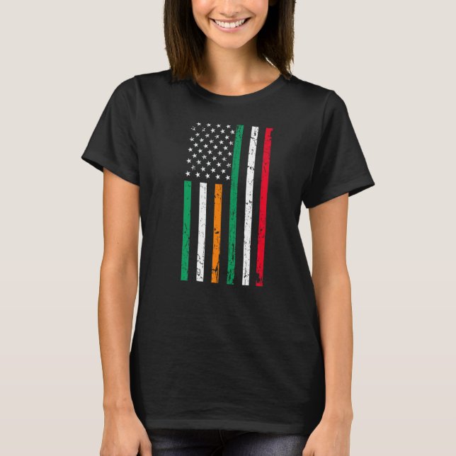 Irish Italian American Flag Ireland Italy USA Prid T-Shirt (Front)