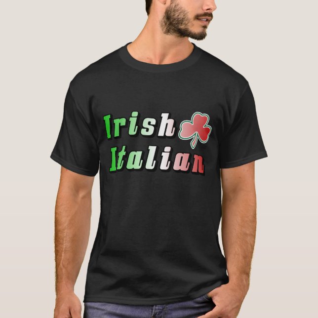 Irish Italian Flag Shamrock St. Patrick's Day T-Shirt (Front)