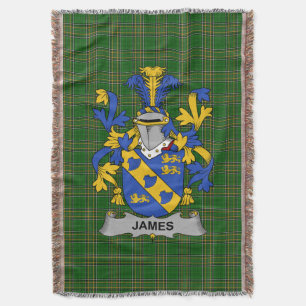 Irish James Coat of Arms Family Crest Ireland Throw Blanket