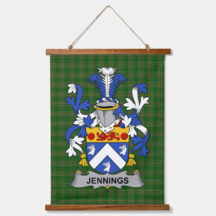 Irish Jennings or Jennyns Coat of Arms Family Cres Hanging Tapestry