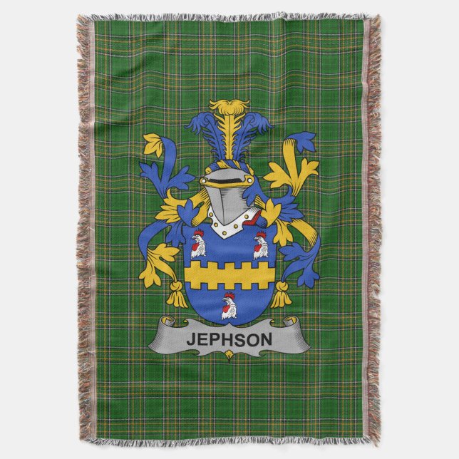  Irish Jephson Coat of Arms Family Crest Ireland Throw Blanket (Front Vertical)