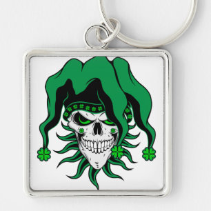 Irish Jester Skull Key Ring