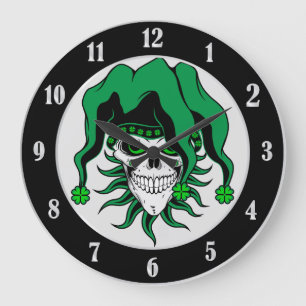 Irish Jester Skull Large Clock