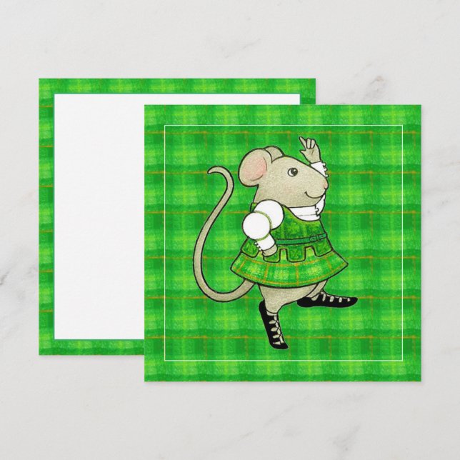 IRISH JIG MOUSE 5.25" Square Blank Flat Card (Front/Back)