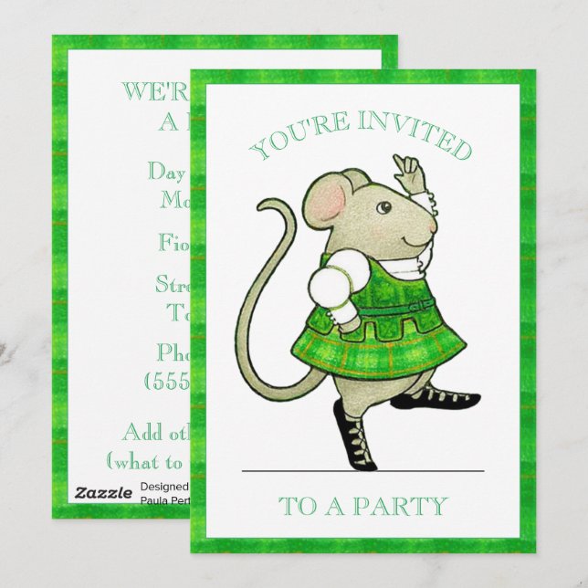 IRISH JIG MOUSE 5x7 Party Invitation (Front/Back)