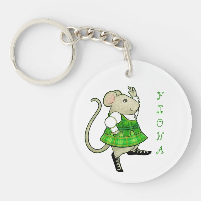 IRISH JIG MOUSE Round Acrylic Keychain + Text (Front)