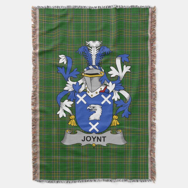  Irish Joynt Coat of Arms Family Crest Ireland Throw Blanket (Front Vertical)