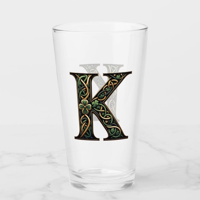 Irish "K" Monogram Pint Glass (Front)