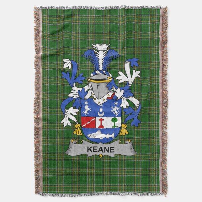  Irish Keane or O_Cahan Coat of Arms Family Crest  Throw Blanket (Front Vertical)