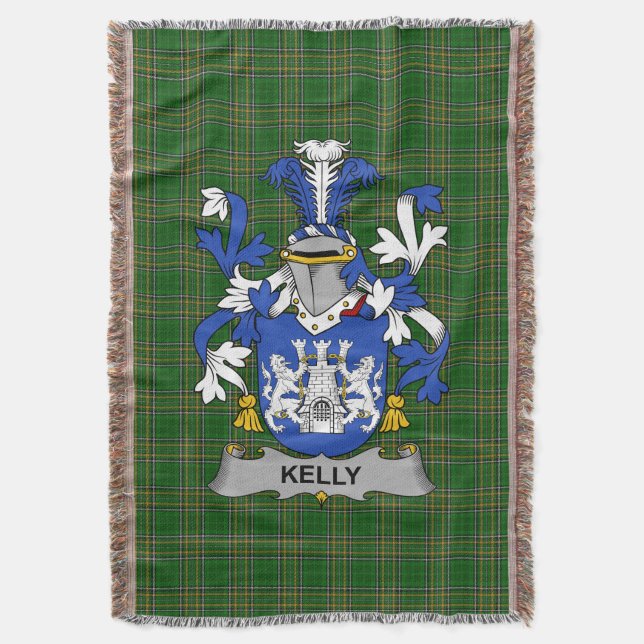  Irish Kelly or O_Kelly Coat of Arms Family Crest  Throw Blanket (Front Vertical)