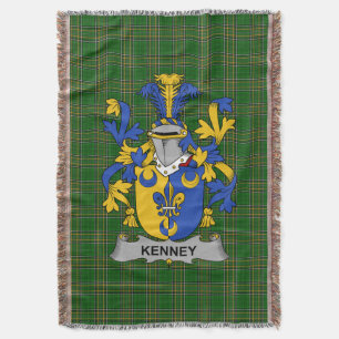 Irish Kenney or O_Kenny Coat of Arms Family Crest Throw Blanket