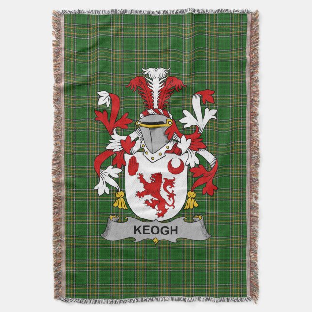  Irish Keogh or McKeogh Coat of Arms Family Crest  Throw Blanket (Front Vertical)