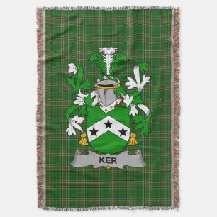 Irish Ker Coat of Arms Family Crest Ireland Throw Blanket
