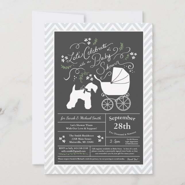 Irish Kerry Blue Terrier Baby Shower Invitation (Front)