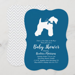 Irish Kerry Blue Terrier Dog Baby Shower Blue Boy Invitation