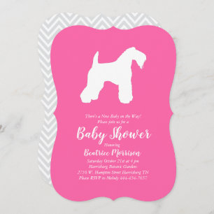Irish Kerry Blue Terrier Dog Baby Shower Pink Girl Invitation