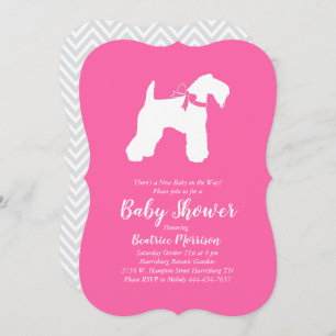 Irish Kerry Blue Terrier Dog Baby Shower Pink Girl Invitation