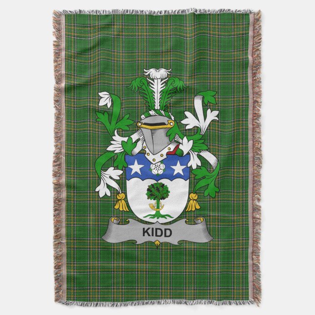  Irish Kidd Coat of Arms Family Crest Ireland Throw Blanket (Front Vertical)