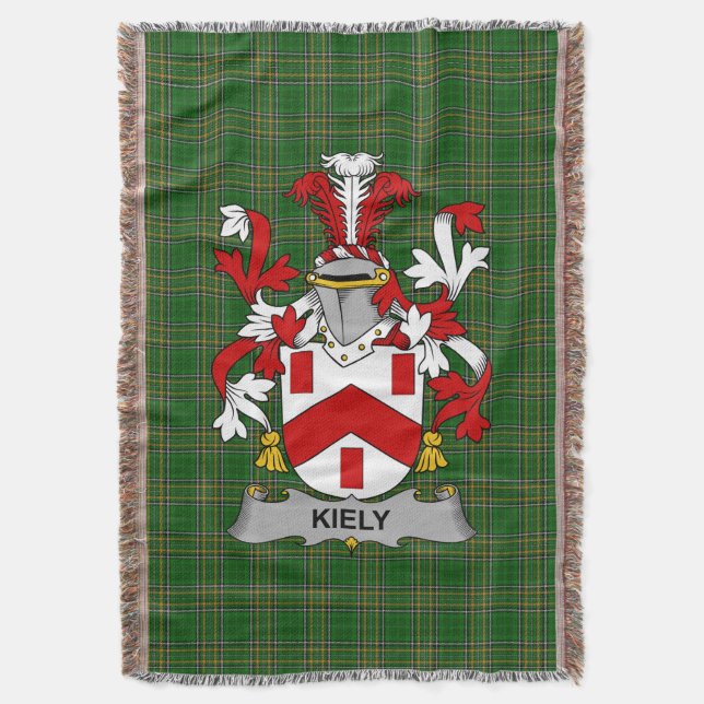  Irish Kiely Coat of Arms Family Crest Ireland Throw Blanket (Front Vertical)