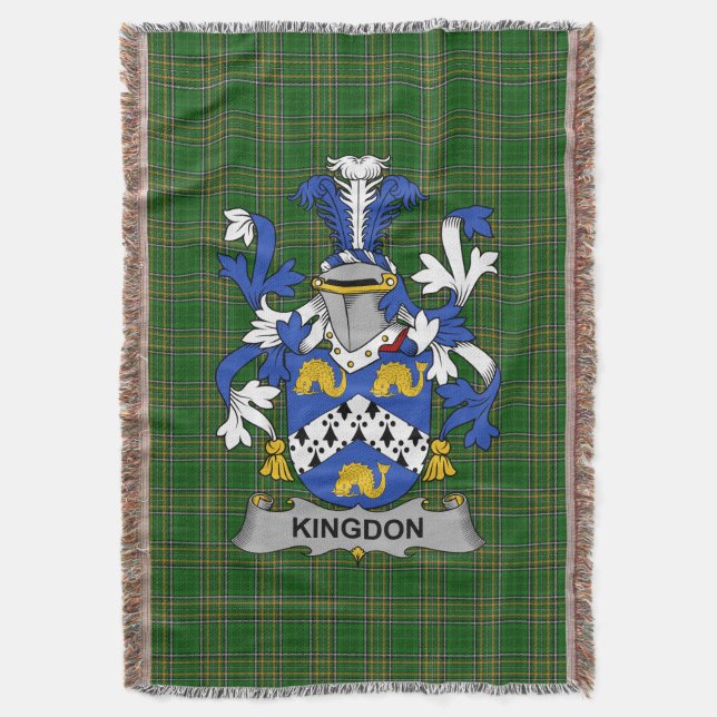 Irish Kingdon Coat of Arms Family Crest Ireland Throw Blanket (Front Vertical)